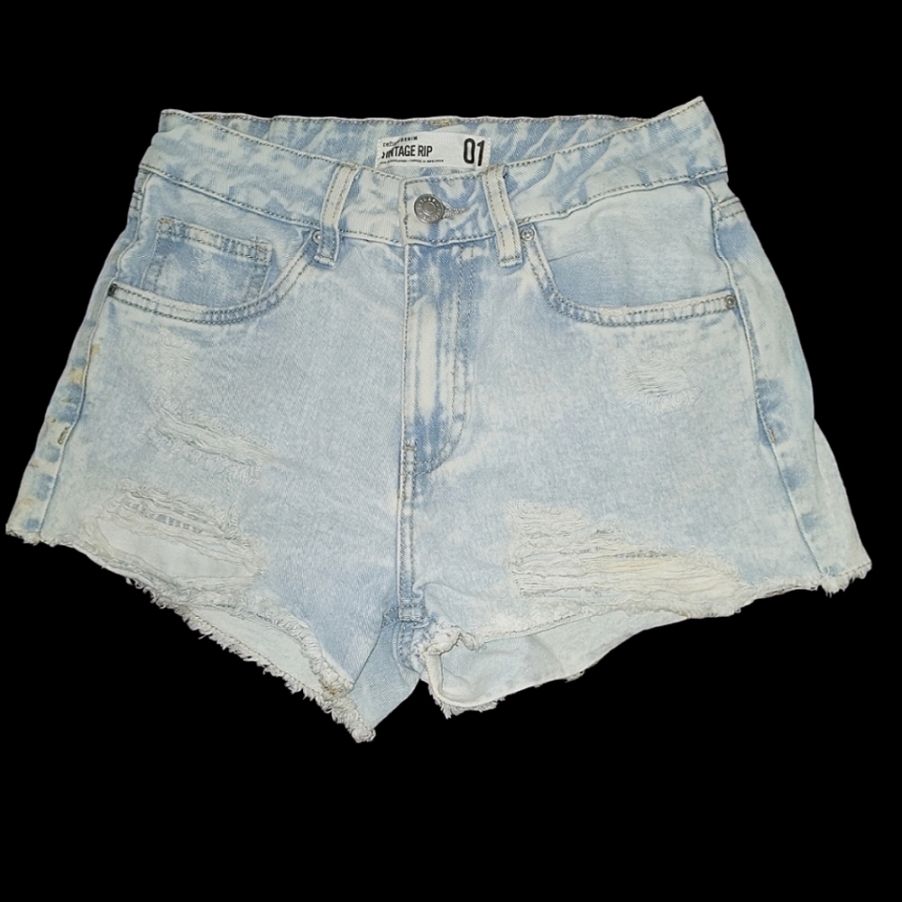 ❤️ Vintage Rip Refugee Denim Distressed Jean Shorts Size 1
